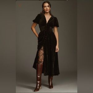 The Katerina Button-Front Dress: Velvet Edition. Size 4.